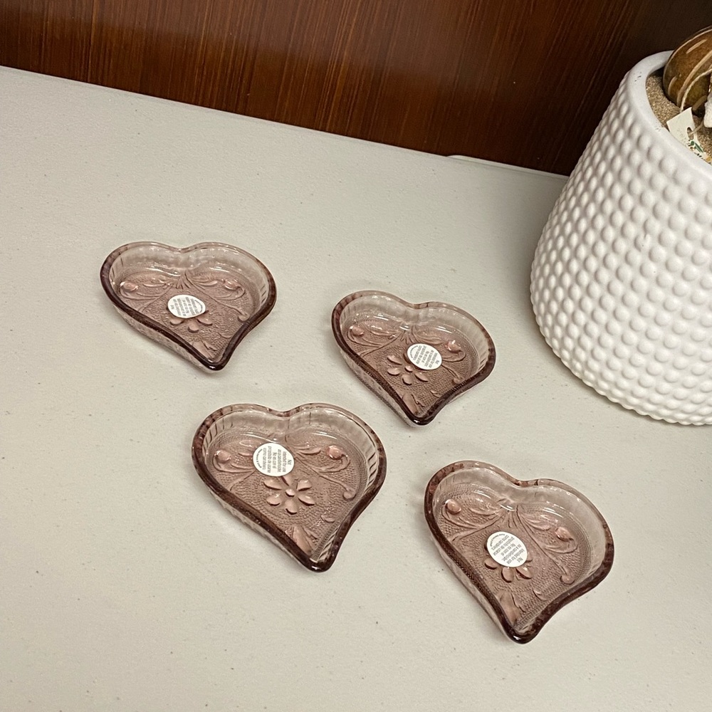 Vintage Tiara Glass Heart shape vanity tray